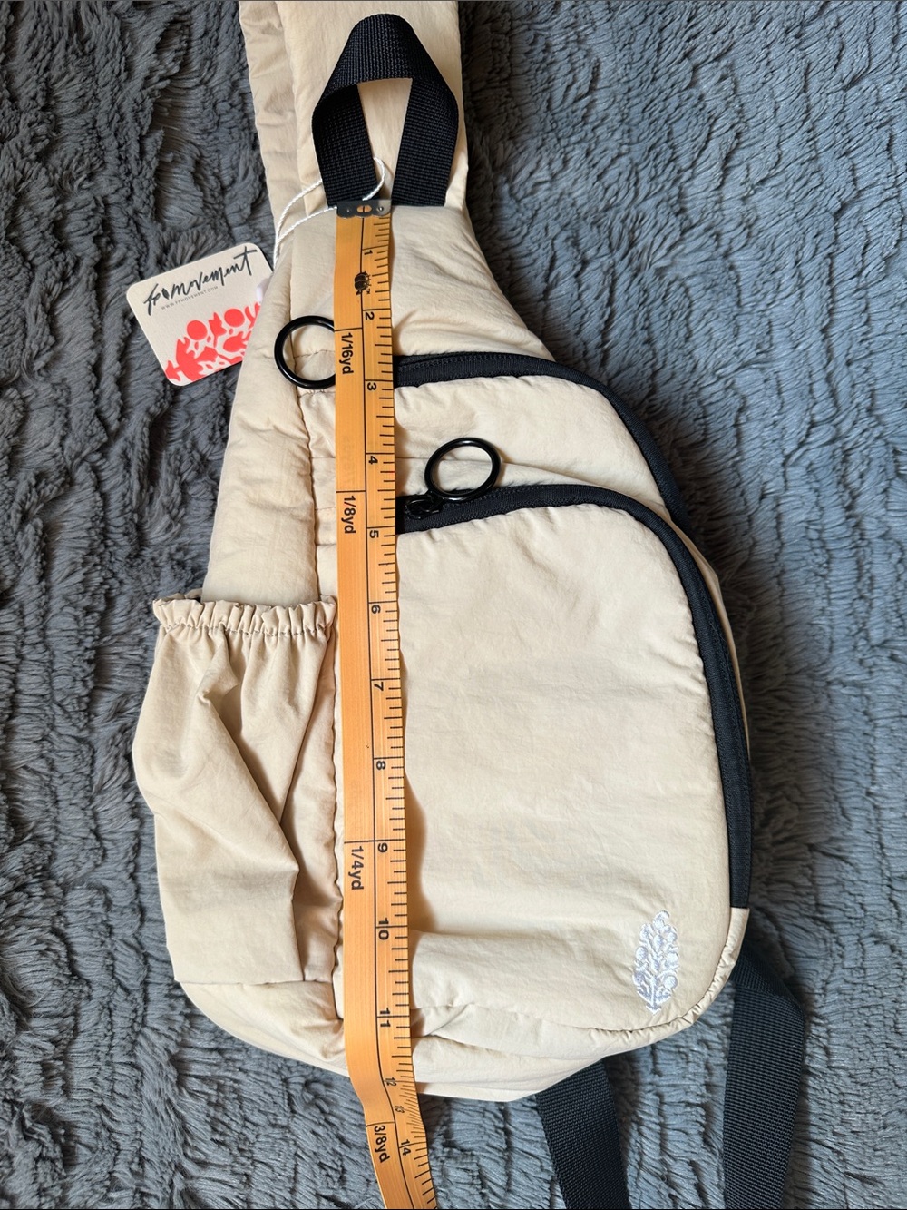 FP Movement Cream Sling Crossbody Bag with Black Accents - Picture 12 of 14
